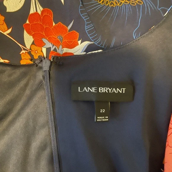 Lane Bryant Navy Floral Ruffle Faux Wrap Fit & Flare Midi Dress Women’s 22 - Picture 4 of 4